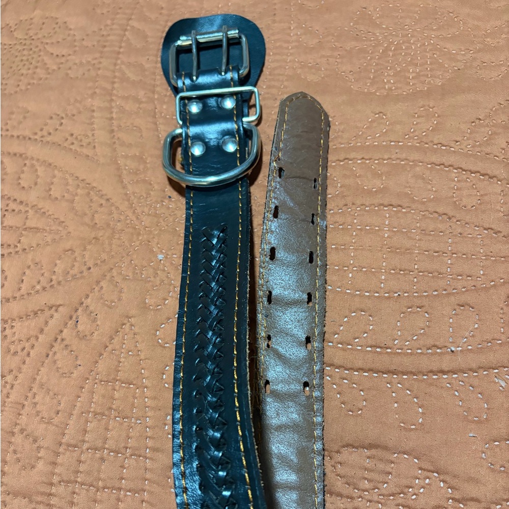 Dog Collar • 24” Long • 1.5” Wide • Braided Detail • Large Buckle